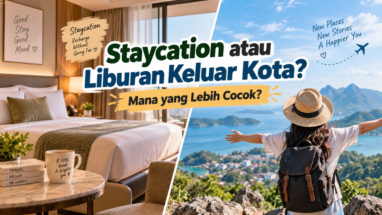 Staycation atau liburan keluar kota sebagai dua pilihan untuk rehat dari rutinitas